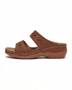 Damen Mule-Sandalen flach mit Cutout-Doppelriemen