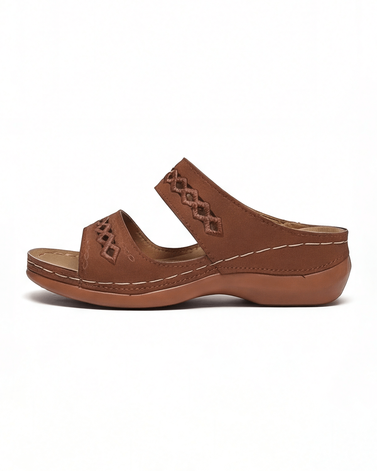 Damen Mule-Sandalen flach mit Cutout-Doppelriemen