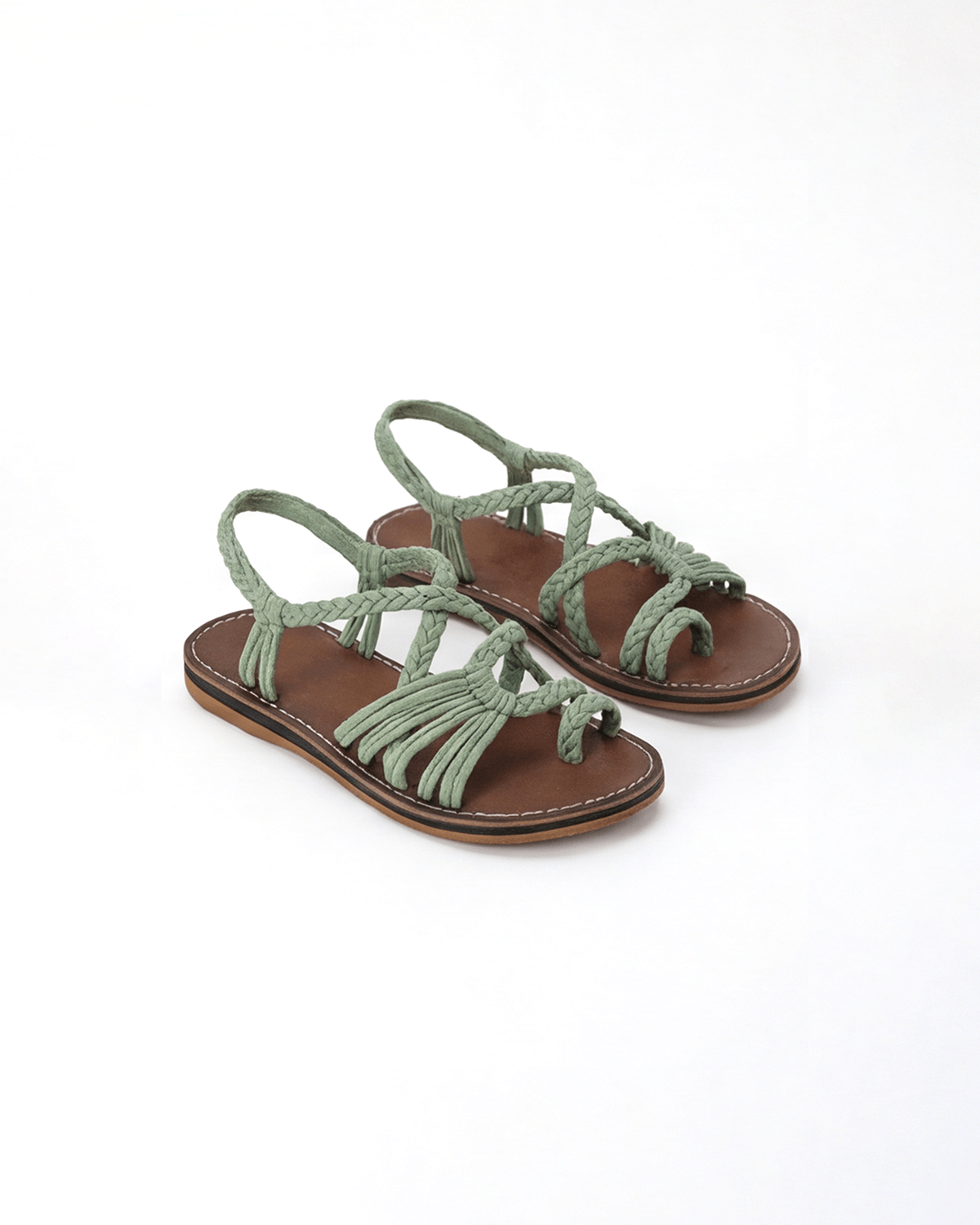 Damen Flache Sandalen – Geflochtene Riemen mit Schnürung