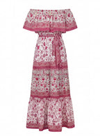 Dame off-shoulder maxikjole med blomsterprint