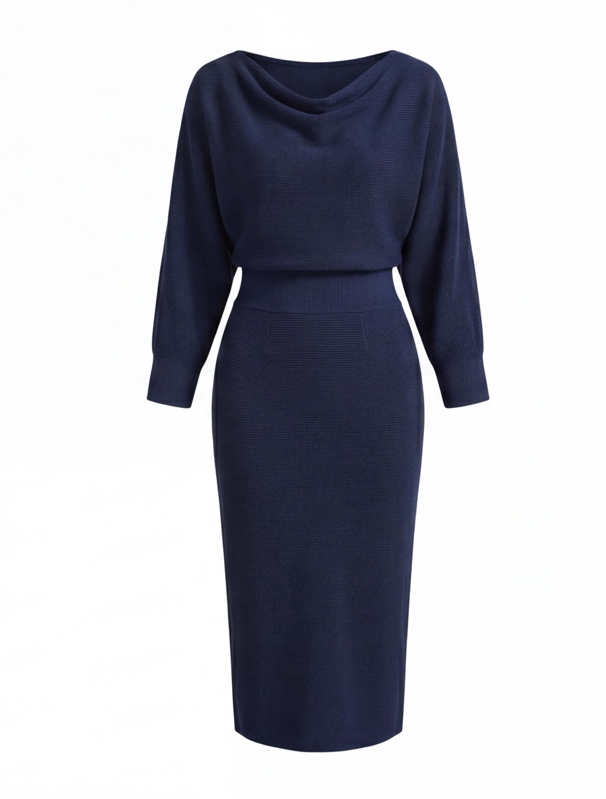 Midikleid mit Drapiertem Wasserfallausschnitt