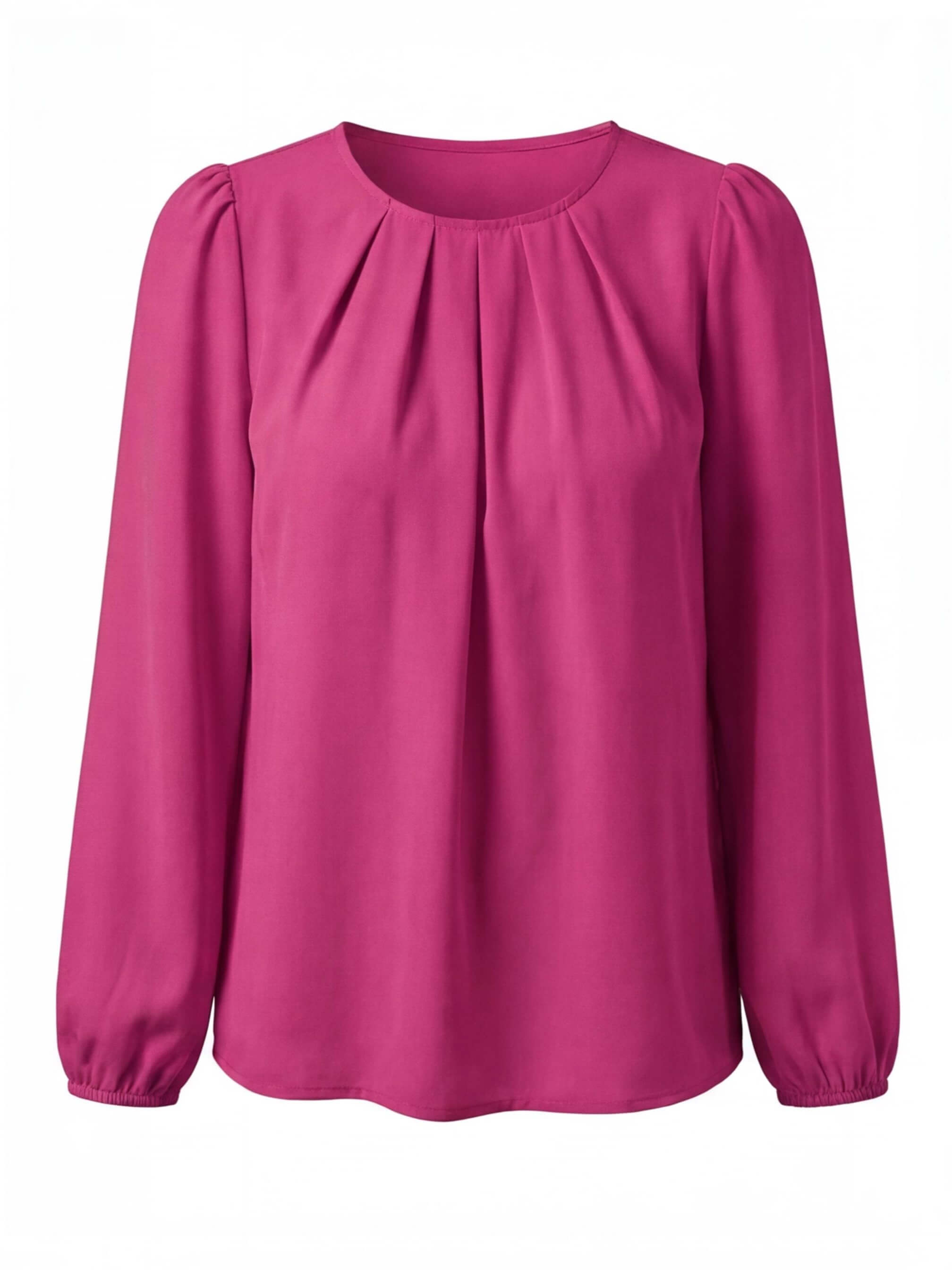 Damenbluse – Plissierte Bluse mit Puffärmeln
