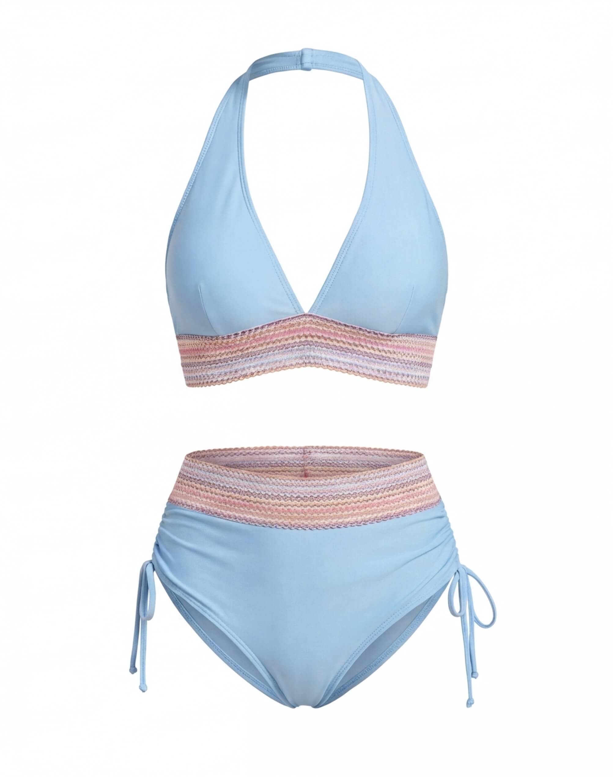 Zweiteiliges Damen-Bikini-Set mit V-Ausschnitt und High-Waist-Hose