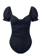 Damen-Badeanzug mit Puffärmeln und Cut-out-Detail