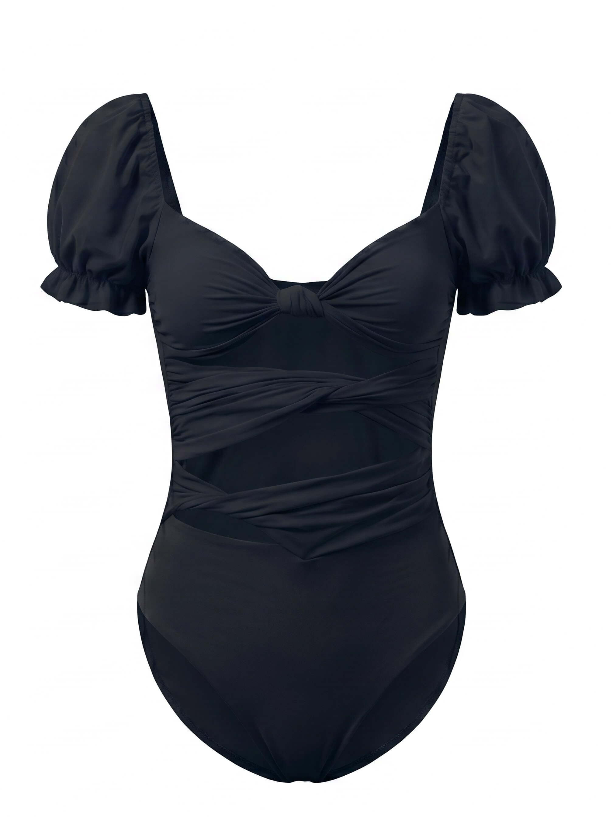 Damen-Badeanzug mit Puffärmeln und Cut-out-Detail