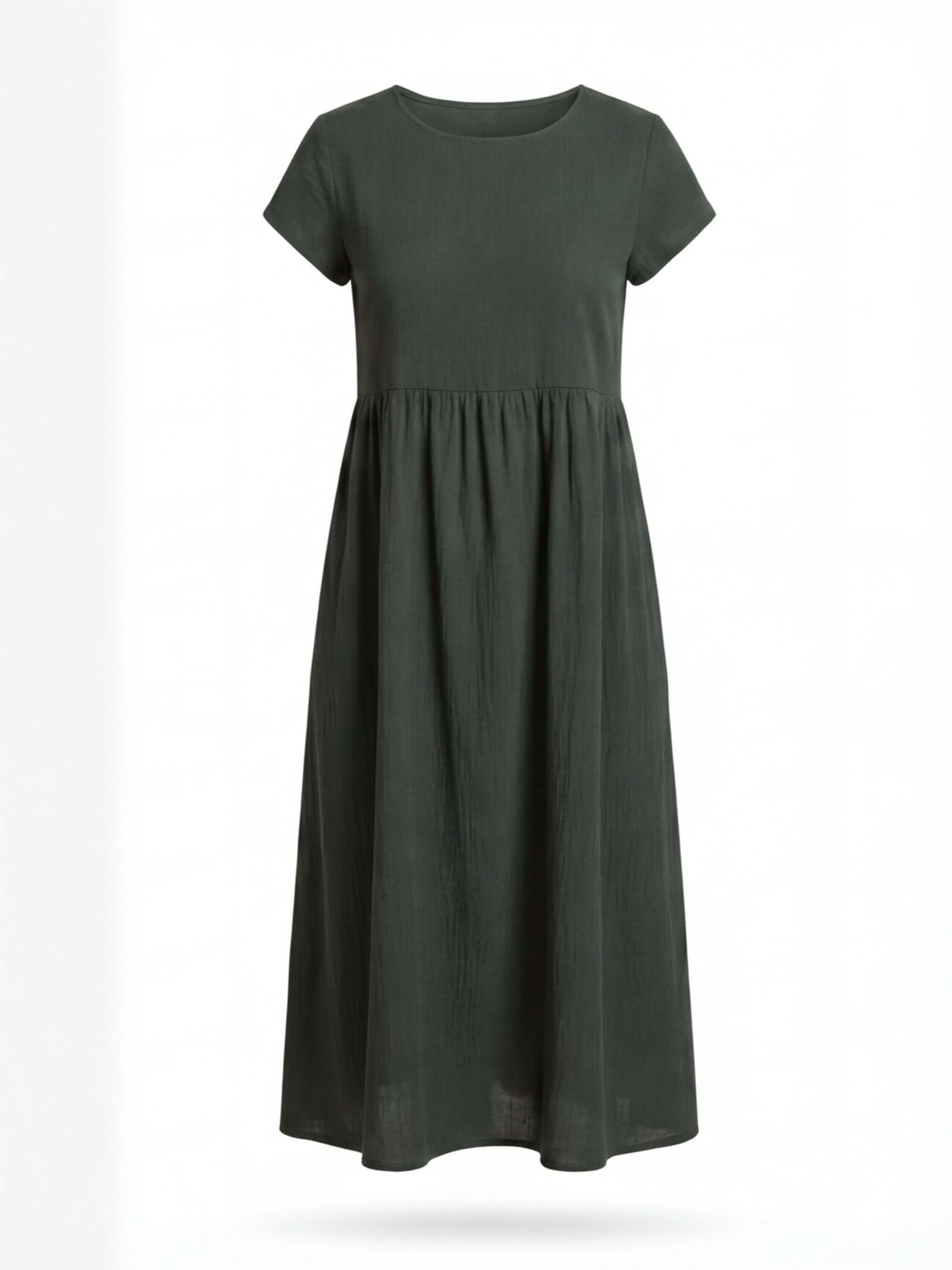 Damen Kleid – Midi Kleid mit Rundhalsausschnitt und Lockerer Passform
