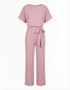 Damen-Jumpsuit mit Bindegürtel – Weites Bein & Elegante Silhouette