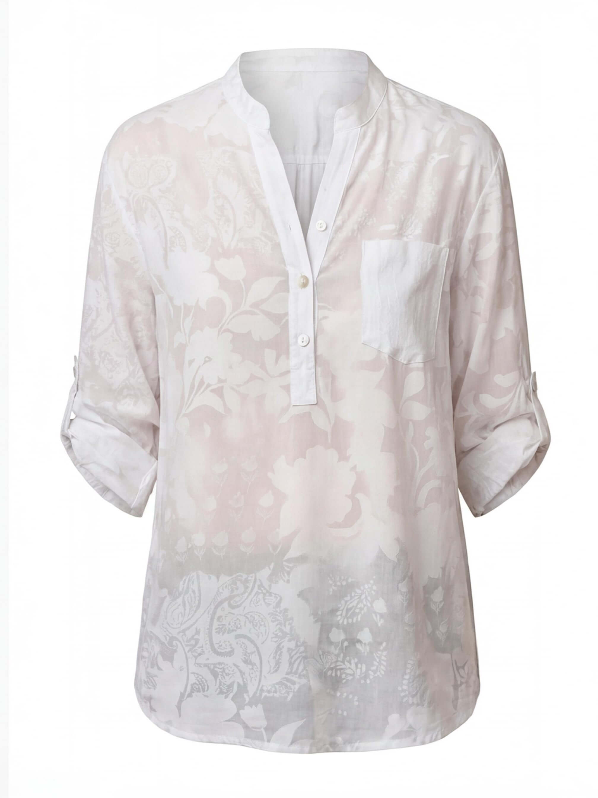 Damen Bluse mit Print und Umlegekragen