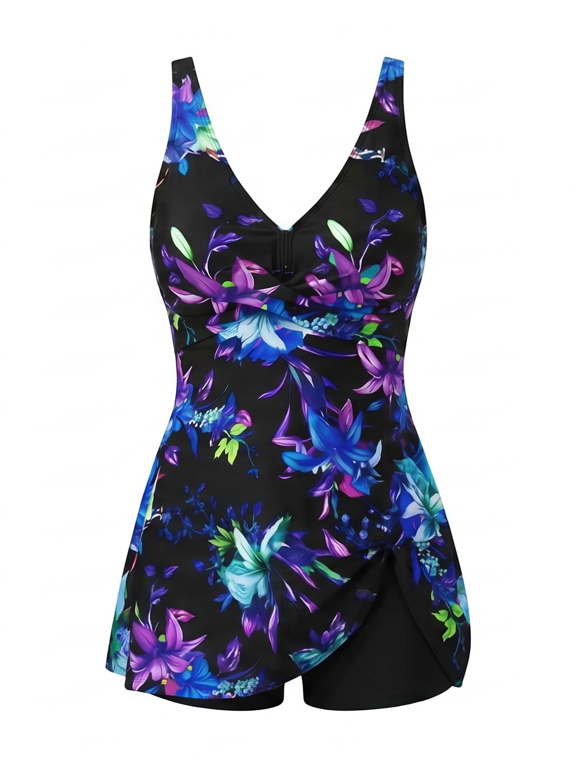 Damen-Badeanzug mit Blumenmuster und Volantdetail