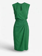 Ärmelloses Damen-Midikleid mit Keyhole-Ausschnitt und Raffungen