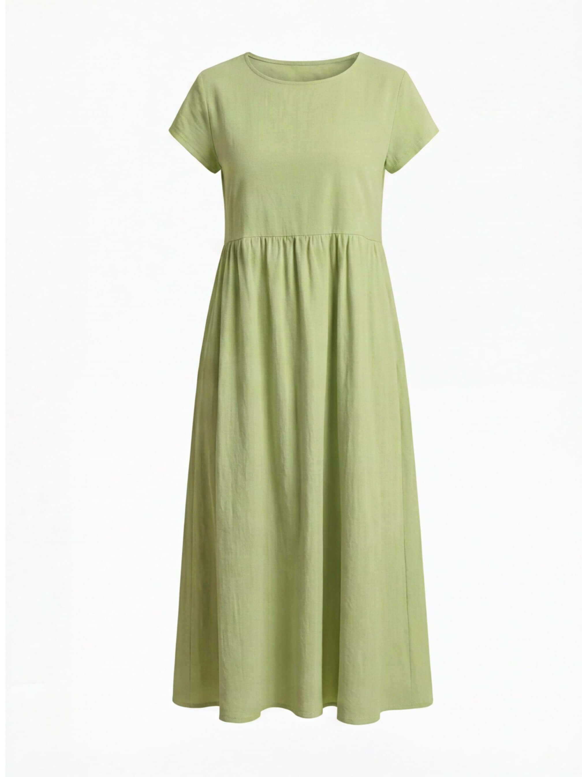 Damen Kleid – Midi Kleid mit Rundhalsausschnitt und Lockerer Passform