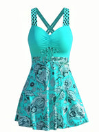 Damen-Badeanzug mit Paisley-Muster und Rockteil