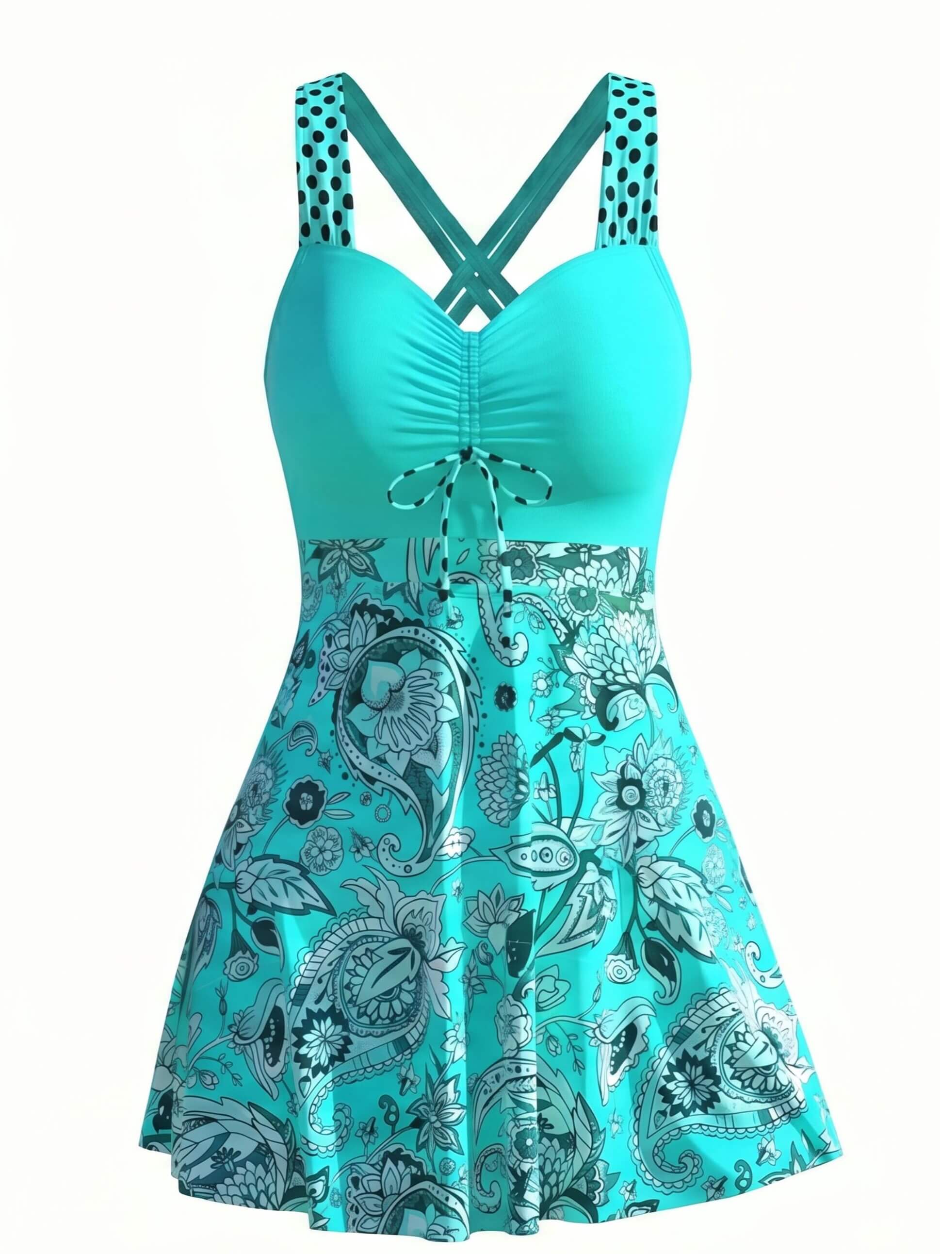 Damen-Badeanzug mit Paisley-Muster und Rockteil