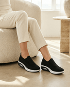 Damen Keil-Sneaker – Slipper in Strickoptik - Orthopädisch