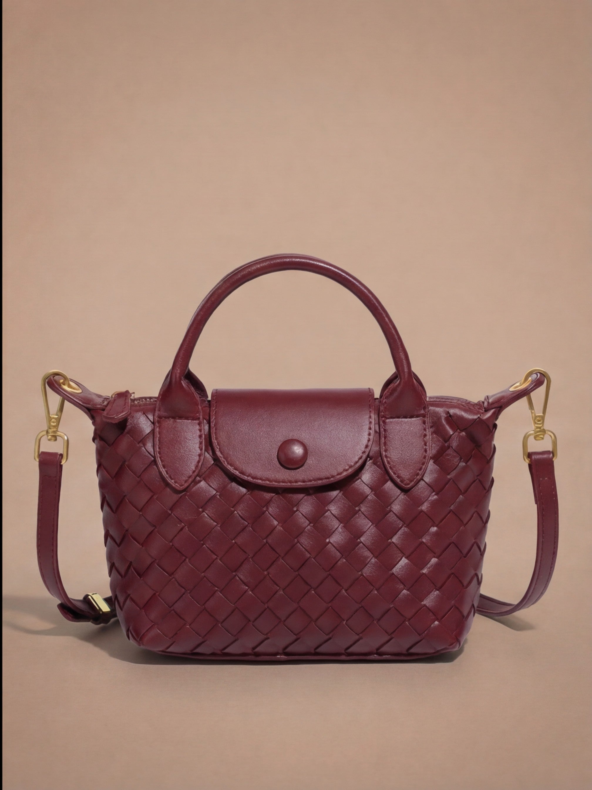 Damen Handtasche – Geflochtene Mini-Bag aus Kunstleder