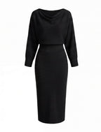 Midikleid mit Drapiertem Wasserfallausschnitt