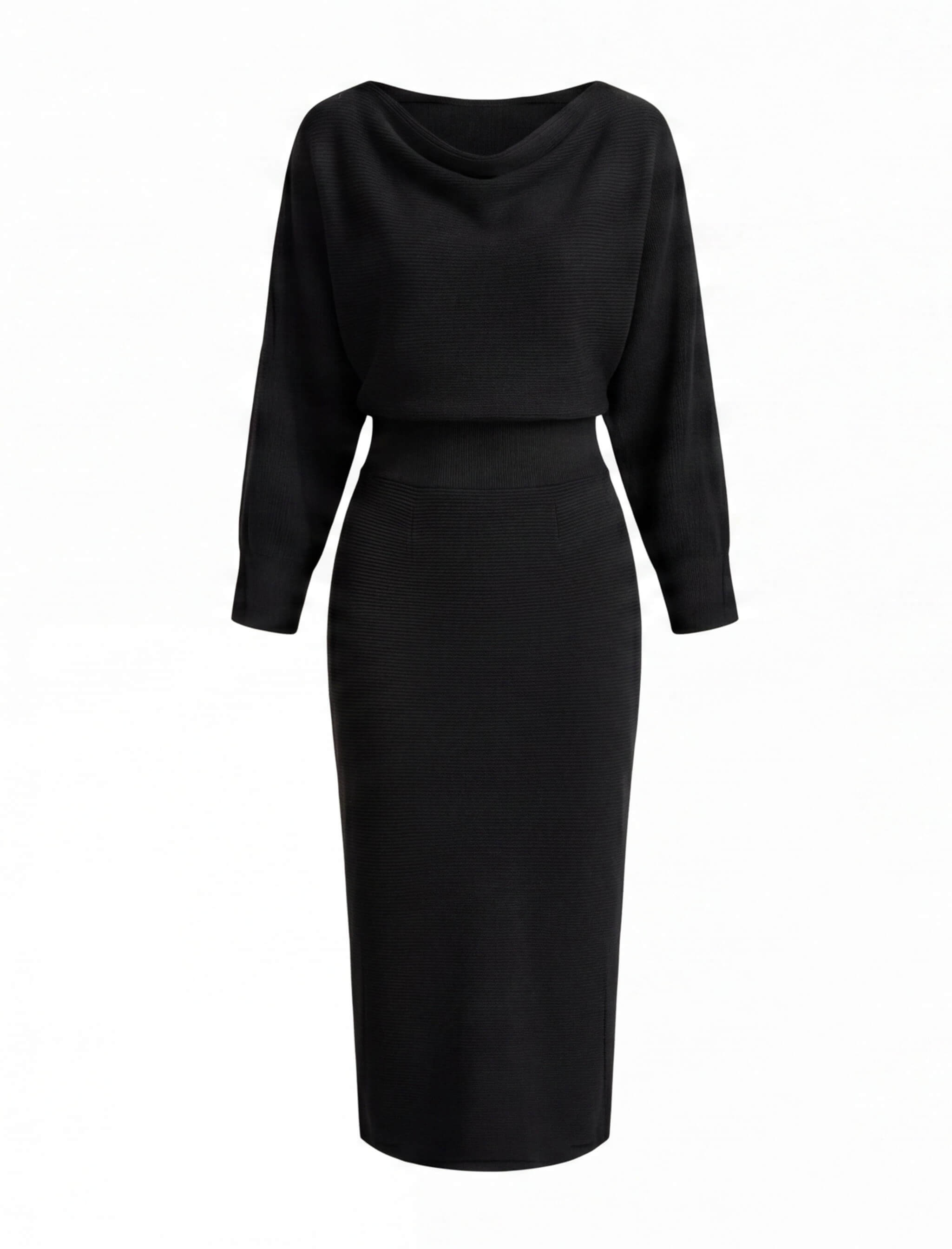 Midikleid mit Drapiertem Wasserfallausschnitt