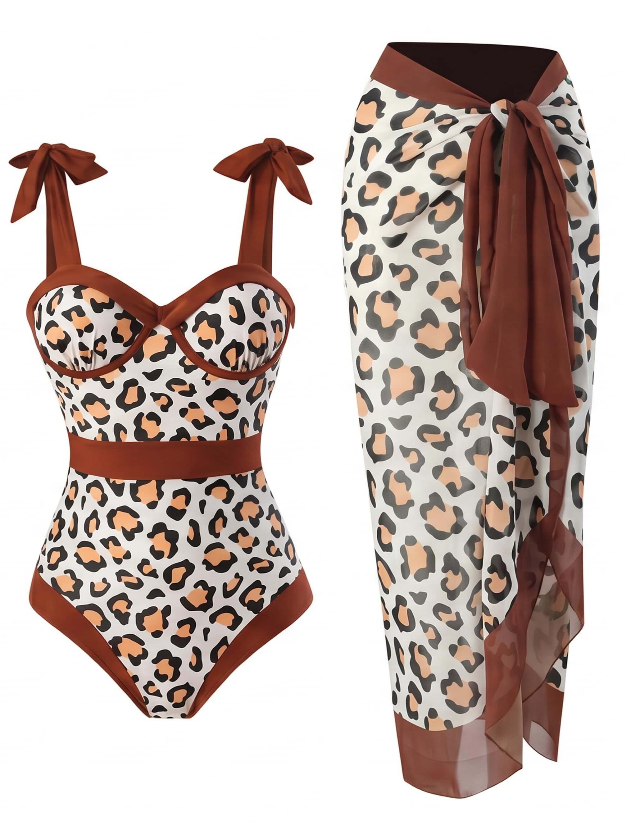 Damen-Badeanzug-Set mit Toile-Print und Sarong