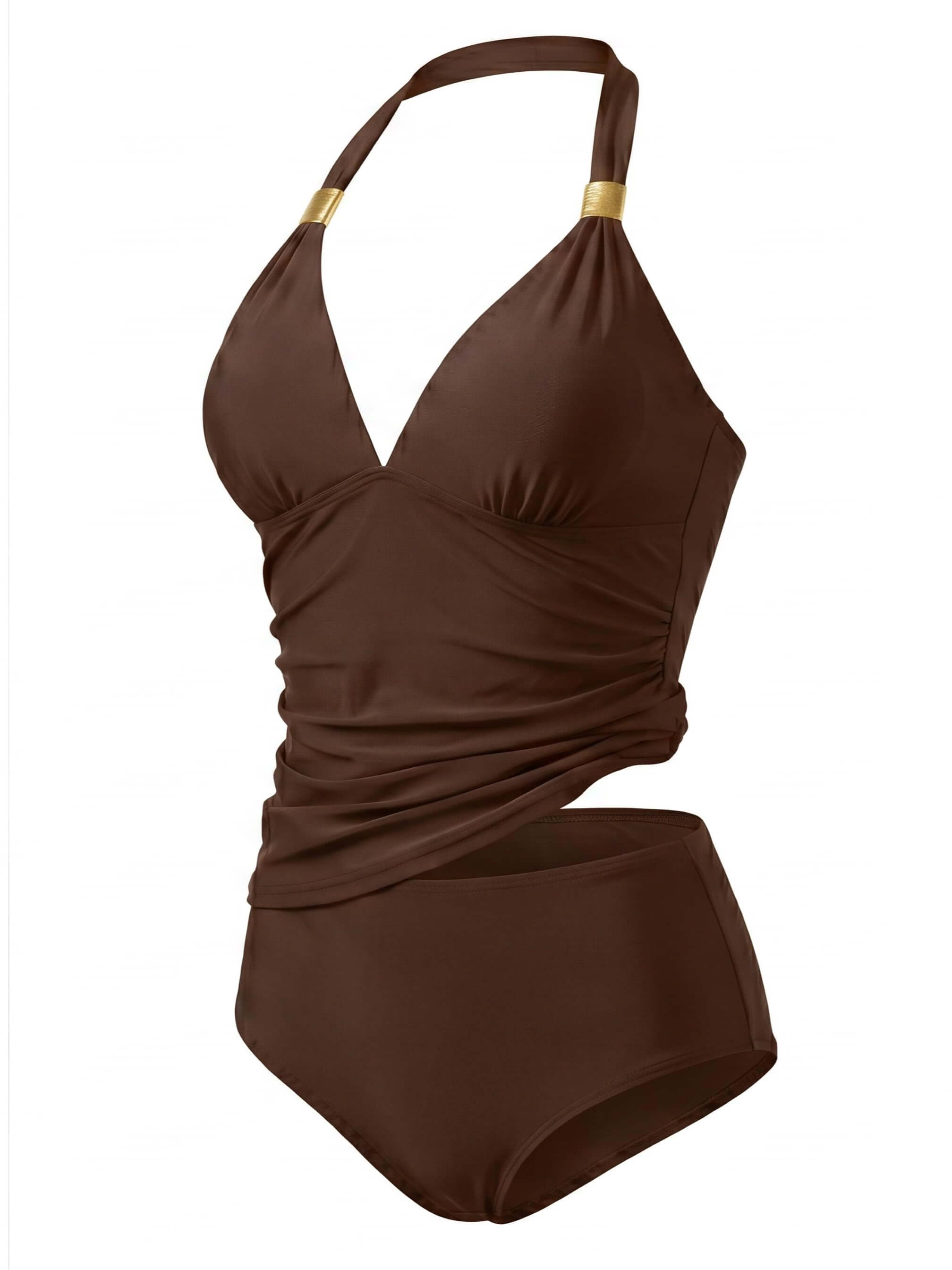 Damen-Tankini-Set mit Neckholder-Ausschnitt und High-Waist-Slip