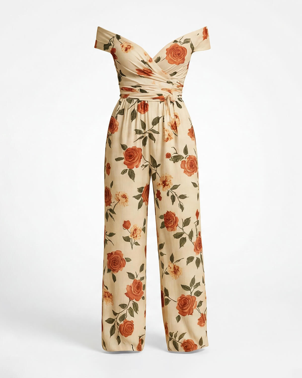 Damen Jumpsuit – Off-Shoulder Weit Geschnitten mit Stickerei für Elegante Anlässe