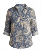 Damenbluse mit Blumenmuster und Knopfleiste