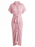 Damen Midi Sommerkleid mit Raffung