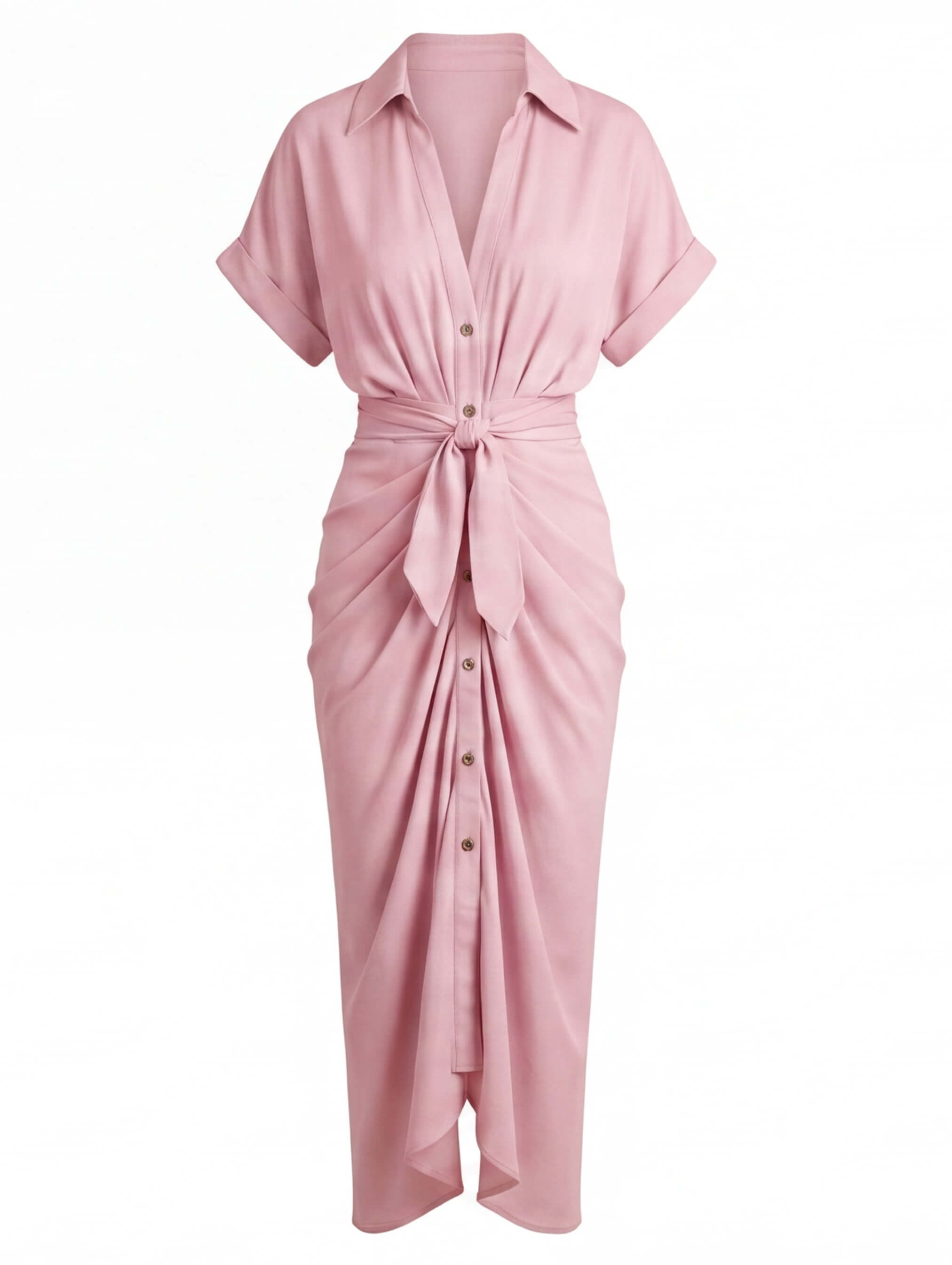 Vestido midi de verano para mujer con fruncido