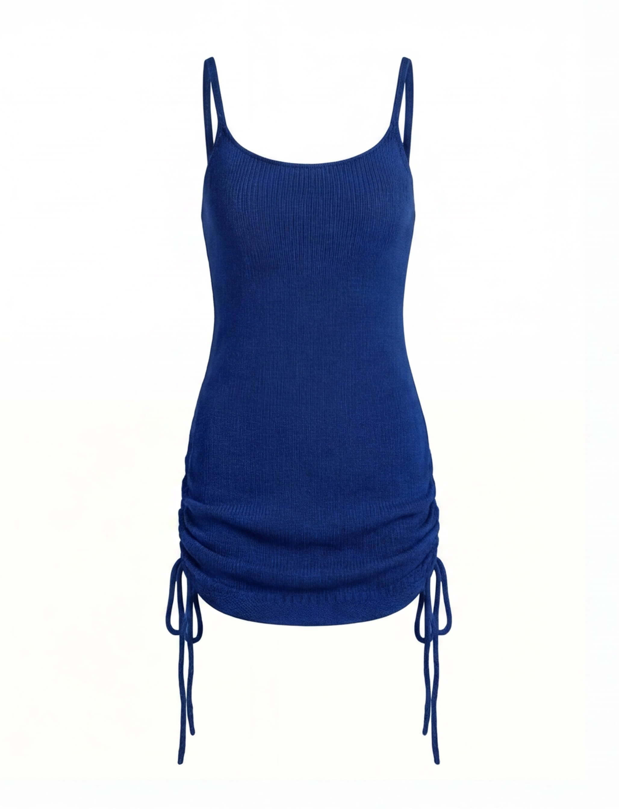 Damen Strick Mini Kleid – Spaghetti-Träger & Figurbetonte Silhouette