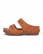 Damen Mule-Sandalen flach mit Cutout-Doppelriemen