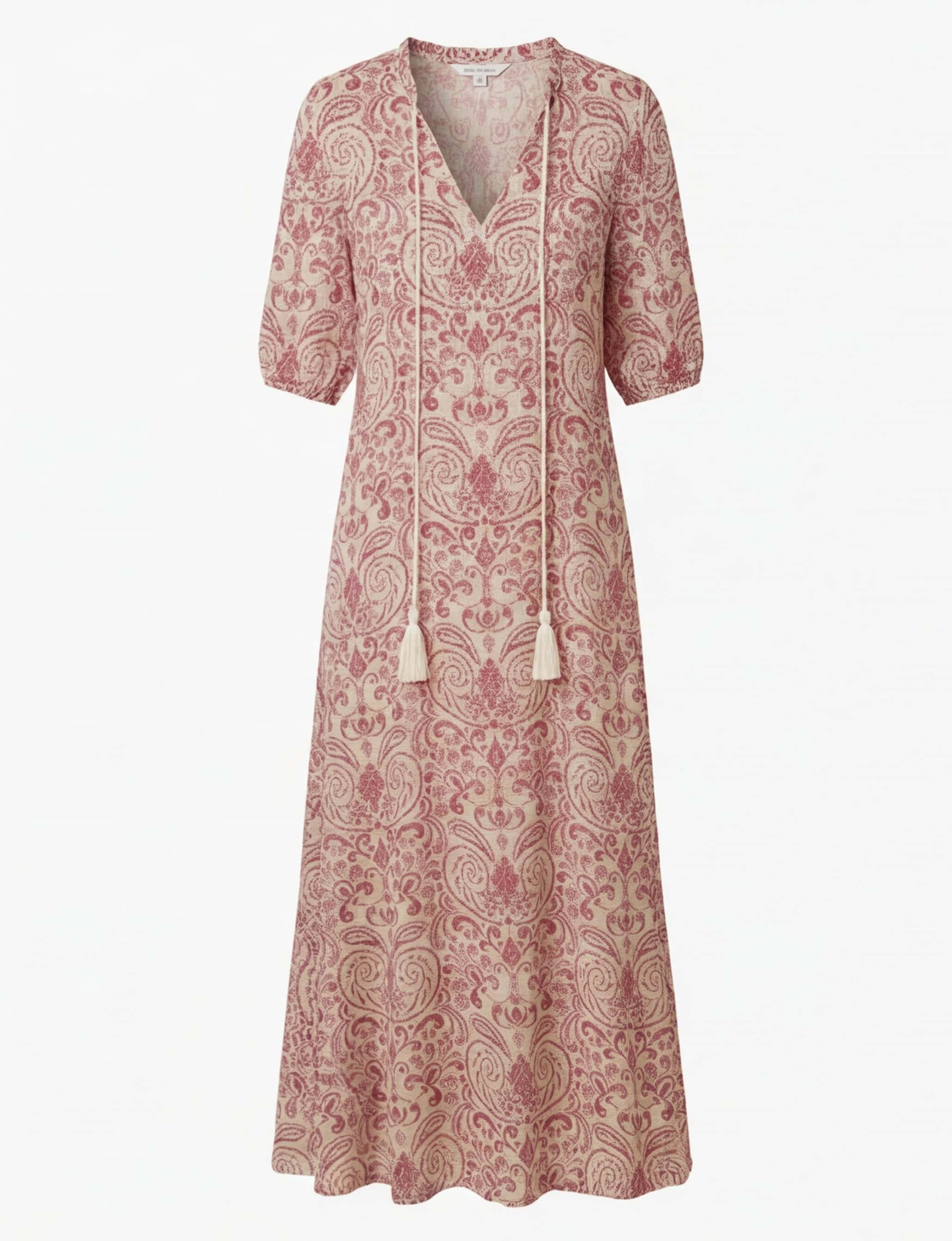 Damen Boho Maxikleid – Mit Quasten-Detail & Fließender Silhouette