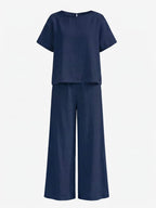 Damen-Set mit Kurzarmtop und weiter Hose