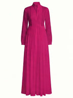 Damen-Maxi-Hemdkleid mit Knopfleiste und Falten