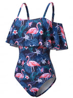 Damen-Badeanzug mit Off-Shoulder-Rüschen und Trägern