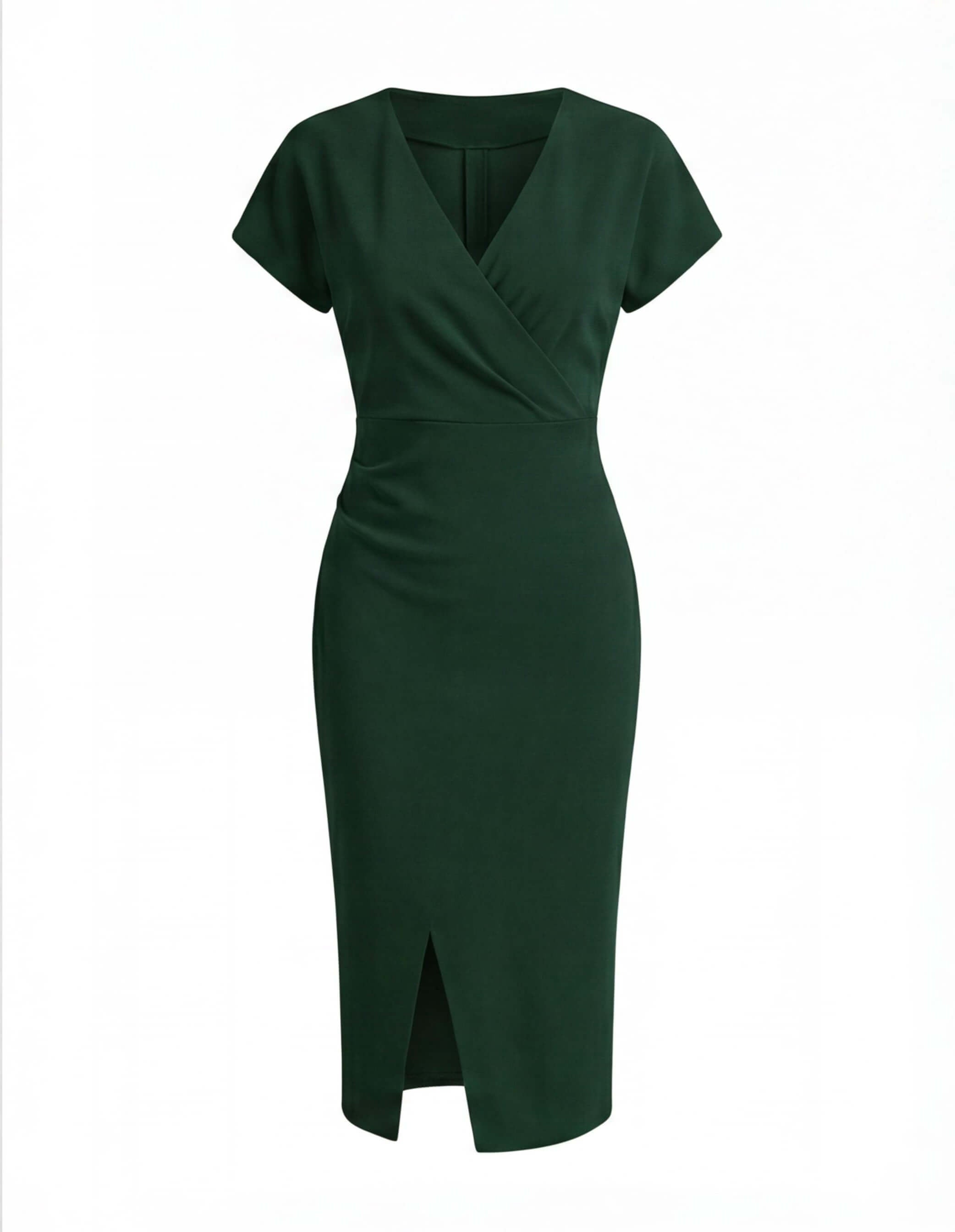 Damen Midikleid – Elegante V-Ausschnitt Silhouette mit Frontschlitz