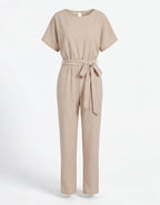 Damen-Jumpsuit mit Bindegürtel – Weites Bein & Elegante Silhouette
