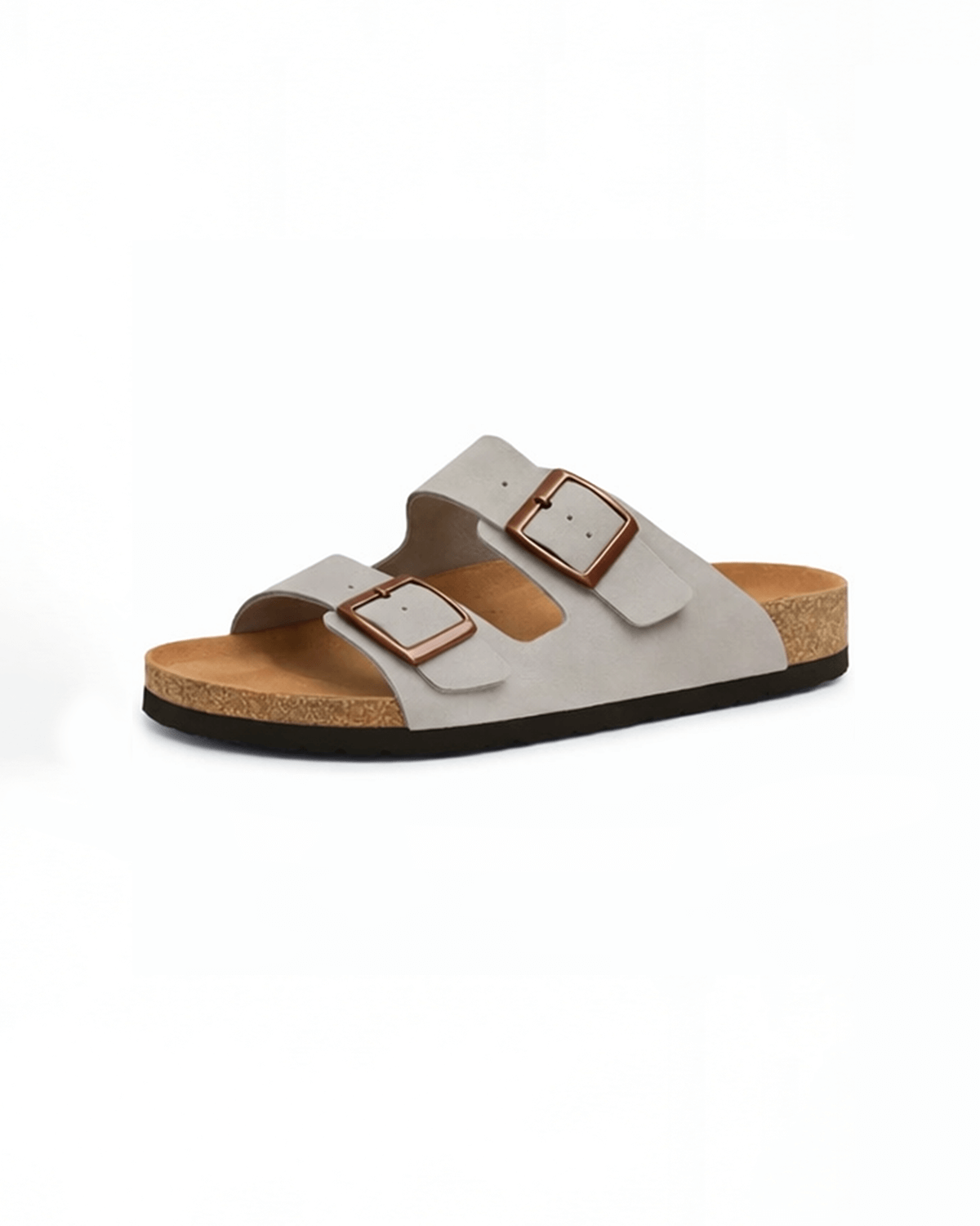 Damen Slide-Sandalen – Doppel-Schnallen mit Fußbett