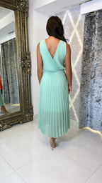 Arielle Plissiertes Midi Kleid – Mint