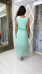 Arielle Plissiertes Midi Kleid – Mint