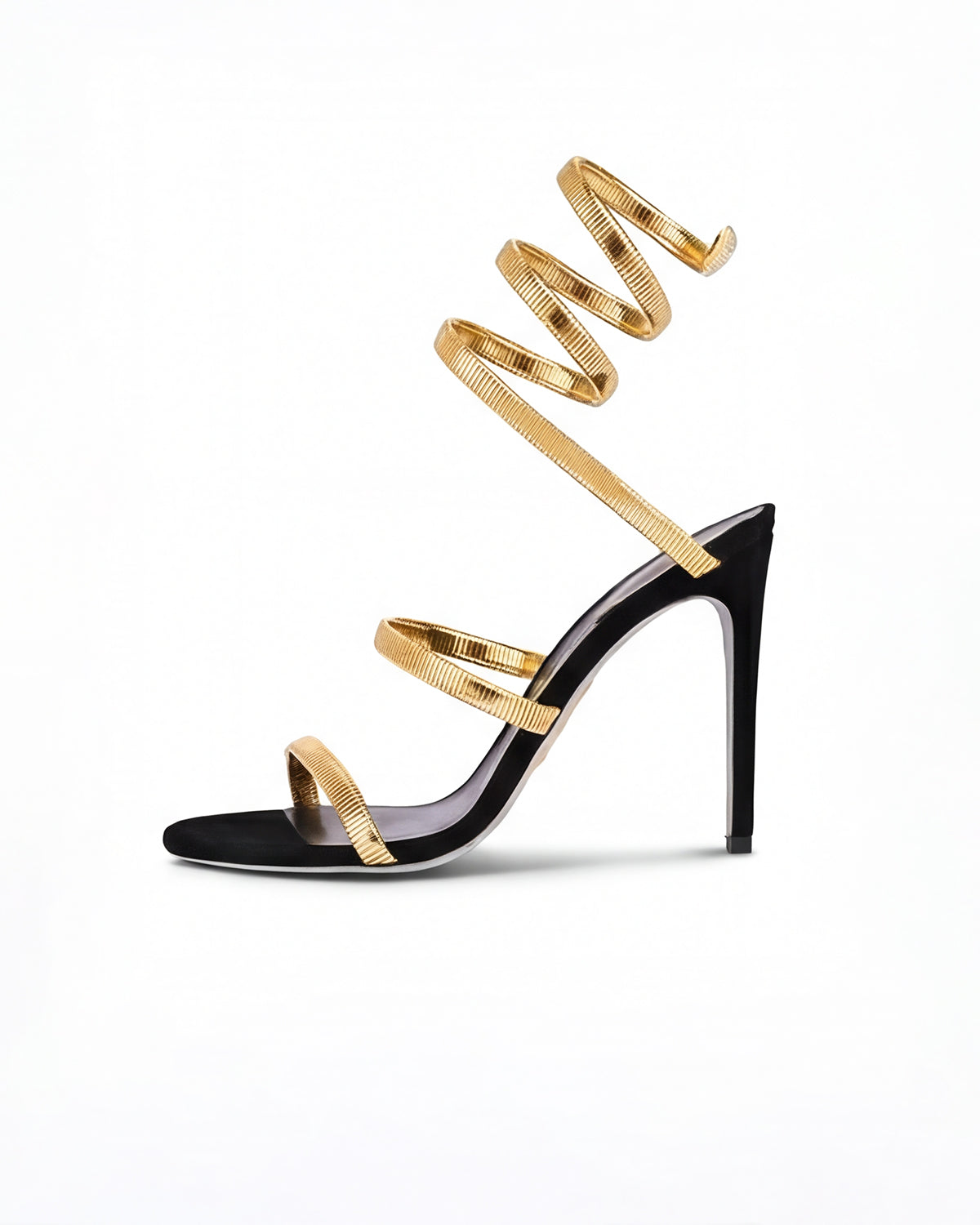 Sandalias de tacón stiletto para mujer – envoltura en espiral en el tobillo