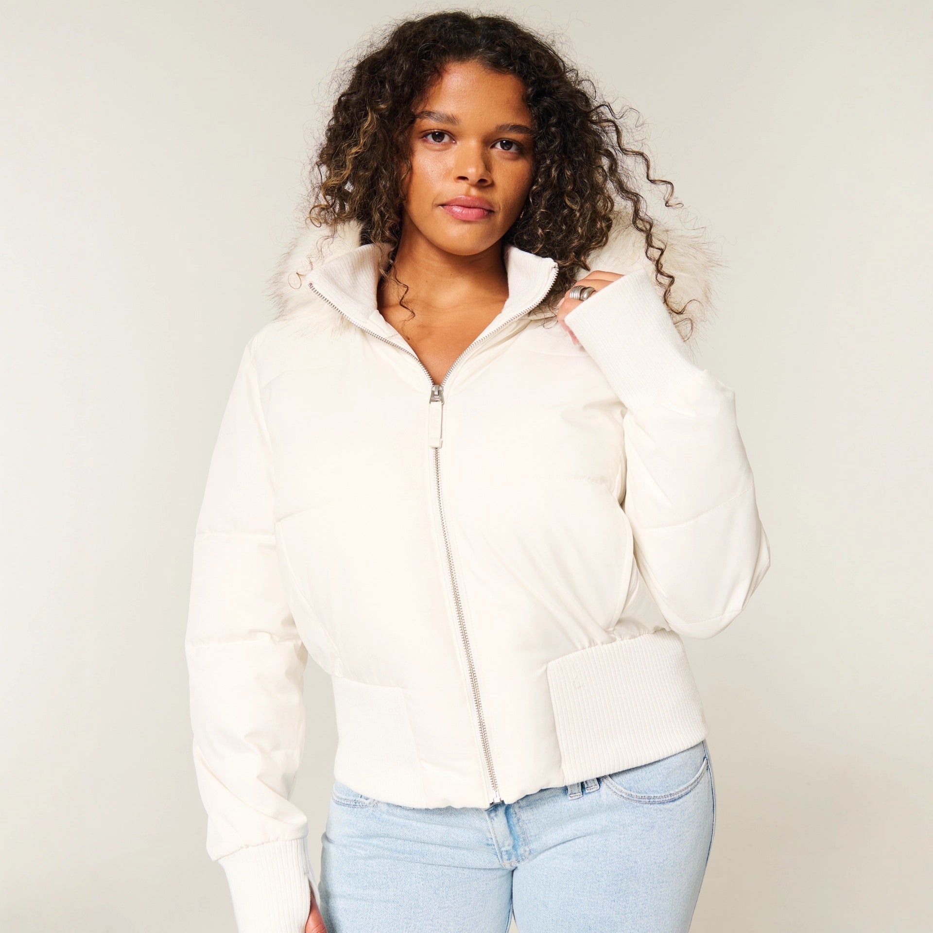 Damen Gestepptes Winterjacke - Abnehmbare Kapuze & Elastische Bündchen