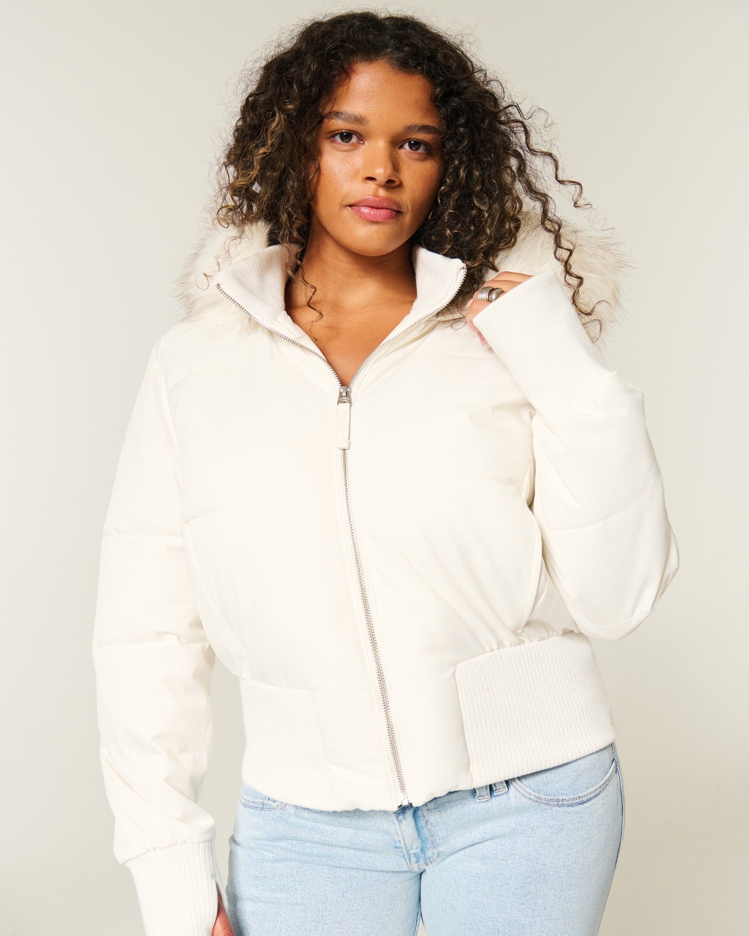 Damen Gestepptes Winterjacke - Abnehmbare Kapuze & Elastische Bündchen