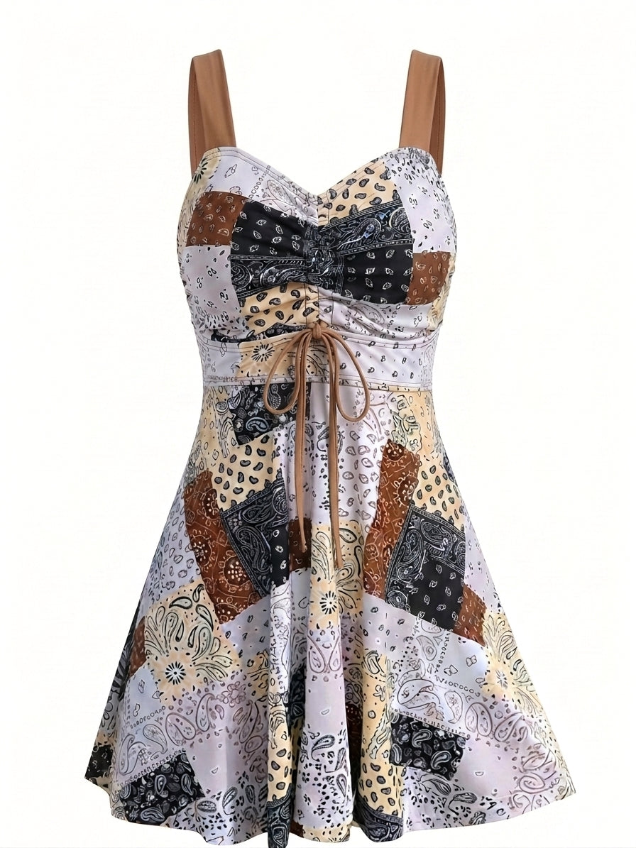 Damen-Badeanzug mit Paisley-Muster und Rockteil