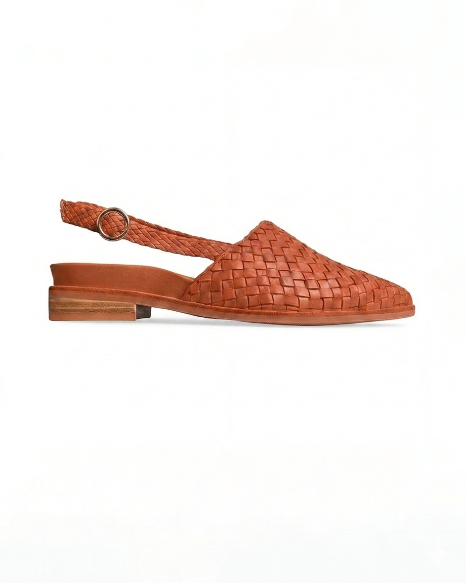 Damen Slingback-Ballerinas – Geflochtene Optik mit spitzer Kappe