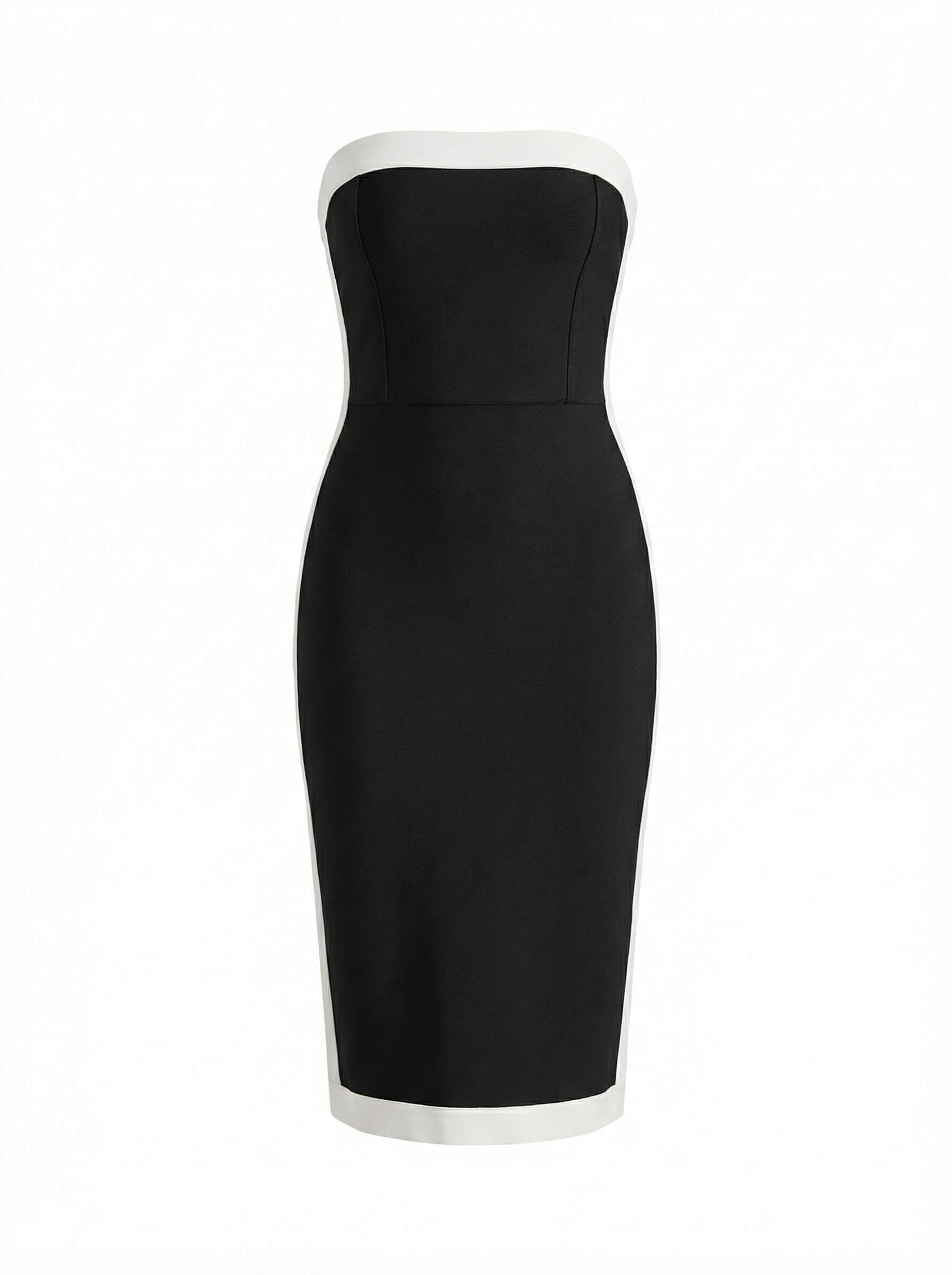 Alessia Trägerloses Bandage-Midikleid – Schwarz/Creme