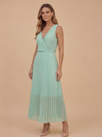 Arielle Plissiertes Midi Kleid – Mint