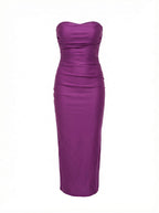 Camila Satin-Bandeaukleid – Magenta