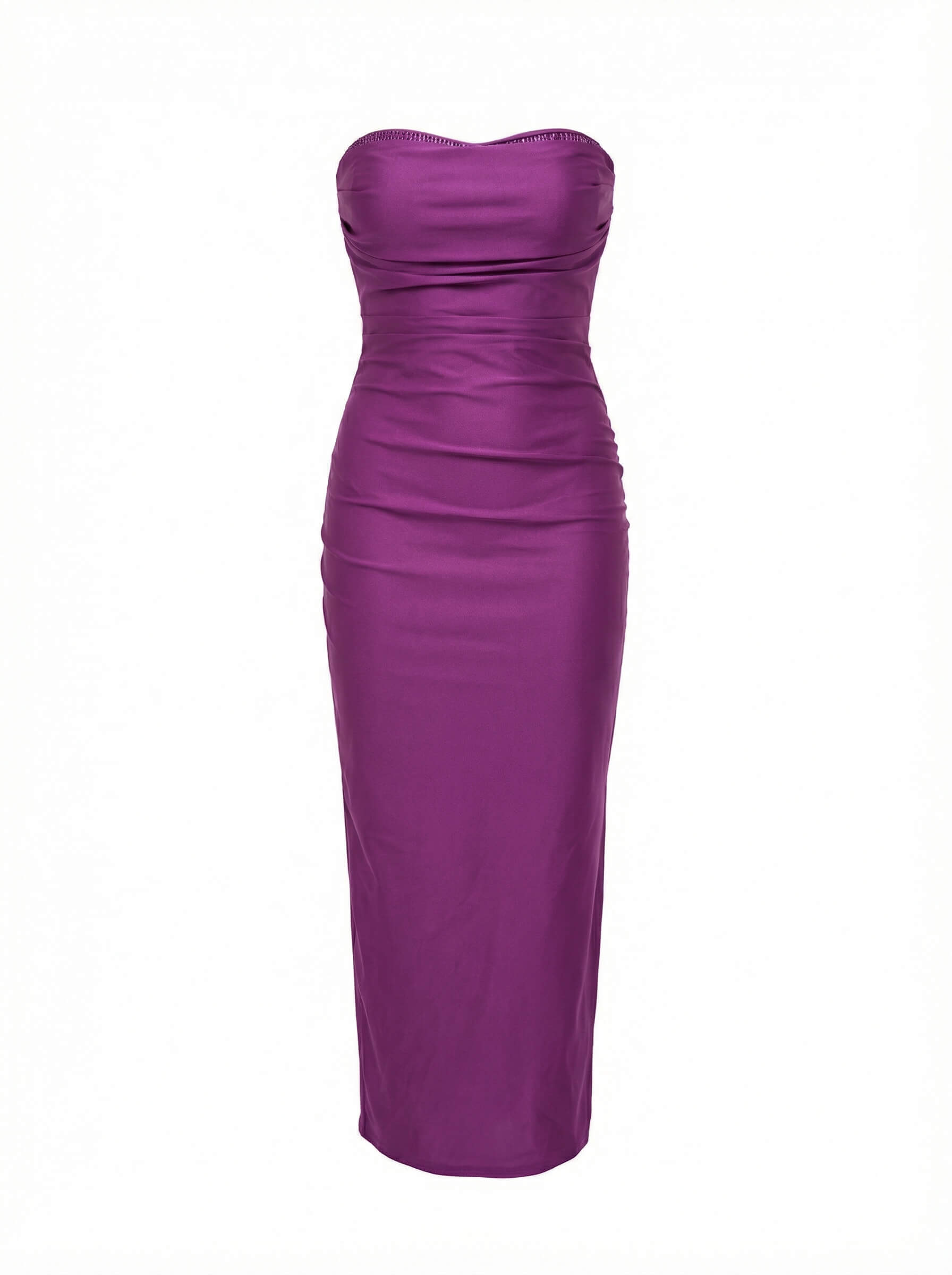 Camila Satin-Bandeaukleid – Magenta