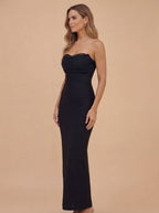 Camila Satin-Bandeaukleid – Schwarz