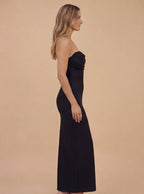 Camila Satin-Bandeaukleid – Schwarz