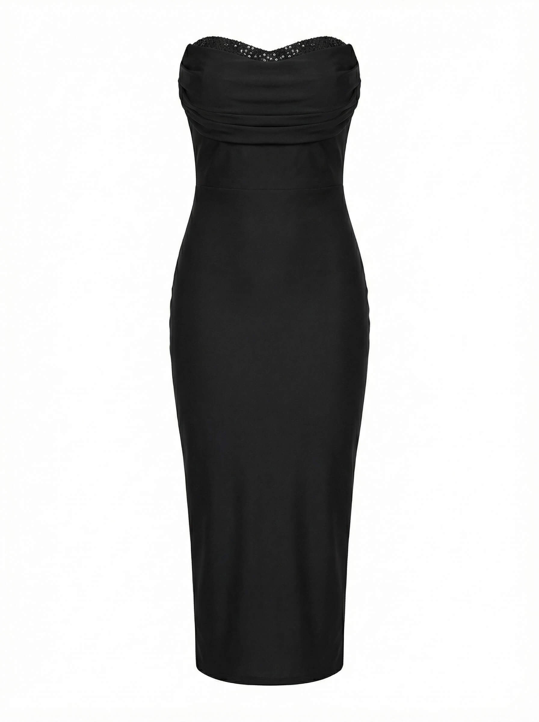 Camila Satin-Bandeaukleid – Schwarz